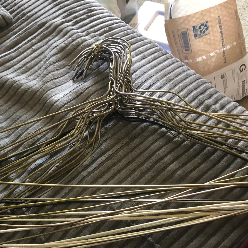 Vintage Brass Tone Wire Clothing Hangers - Set